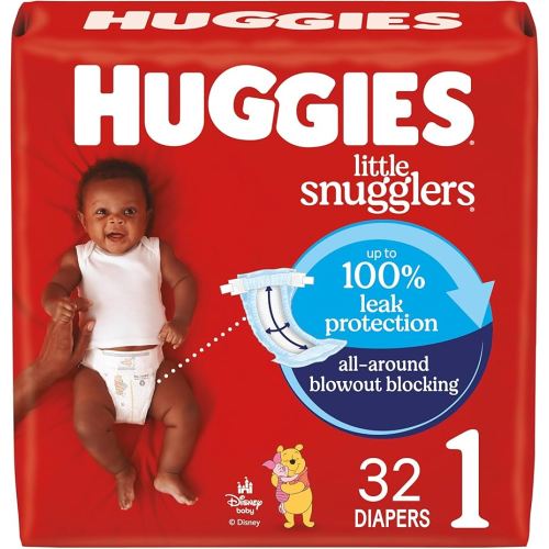 Huggies Little Snugglers Lot de 32 couches jetables pour bébé Taille 1