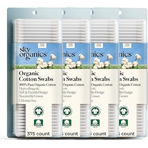 Sky Organics - Organic Cotton Swabs, 1500 ct. - Ultra Soft Tips - Strong & Durable - Hypoallergenic - Chlorine Free - Sustainable - Natural, Vegan & Cruelty Free - Skin Care & Self Care w ebook
