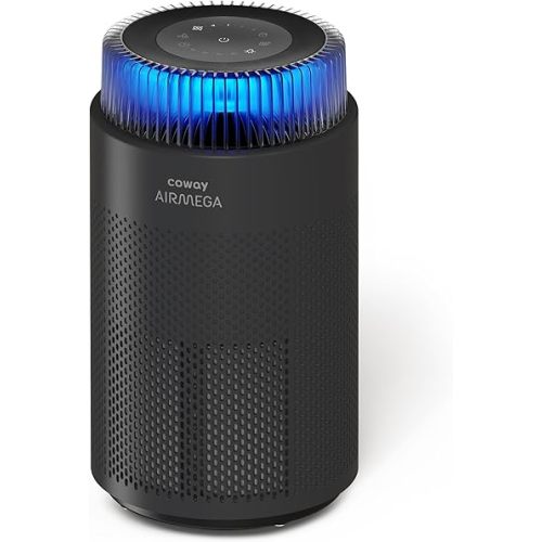 COWAY Air Purifiers for Bedroom Home up to 810 ft², True HEPA Filter for Smoke, Allergies, Pet Dander, Odor, AQI Monitor, Auto&Sleep Mode, Timer, Filter Indicator, Night Light, 3yr Warranty, 100 Black