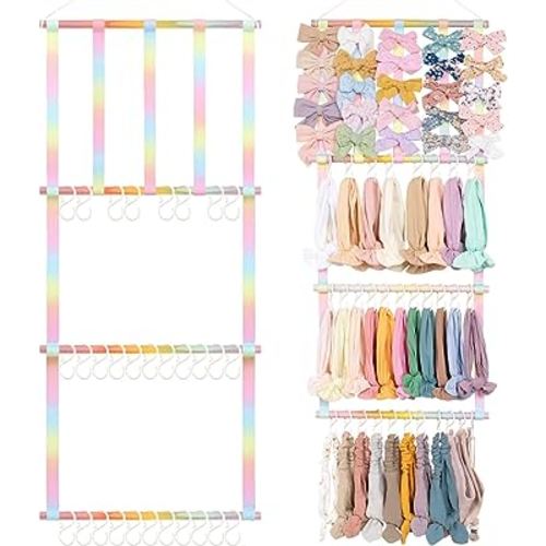 POVETIRE Headband Holder Hair Bows Organizer for Girls, Baby Hair Accessories Organizer Storage Wall Hanging Decor for Toddler Girls Room