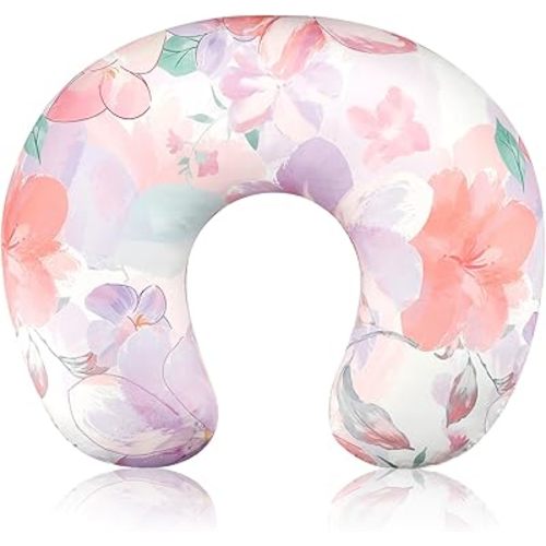 Nursing Pillow Cover for Girls Boys, Baby Breastfeeding Pillow Cover Stretchy Removable Feeding Pillow Case for Newborns, Ultra Soft and Comfortable Nursing Slipcover, Stylish Floral