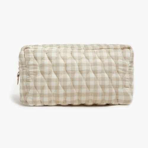 Toiletry Pouch - Beige Gingham | Gooselings