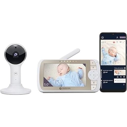 Motorola Baby Monitor VM65 - 5" WiFi Video Baby Monitor with Camera HD 1080p - Connects to Smart Phone App, 1000ft Long Range, Two-Way Audio, Remote Pan-Tilt-Zoom, Room Temp, Lullabies, Night Vision