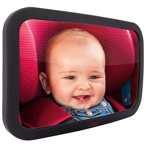 Baby Mirror for Car - Largest and Most Stable Backseat Mirror with Premium Matte Finish - Crystal Clear View of Infant in Rear Facing Car Seat - Safe, Secure and Shatterproof - Black