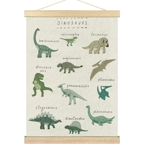 BCUANGD Dinosaur Dino Wall Decor - Baby Toddler Boys Room Wall Art Poster Hanger with Wood Frames, Inspirational Wall Hanging Canvas Decor for Kids Room Nursery Bedroom, 12x16 Inches