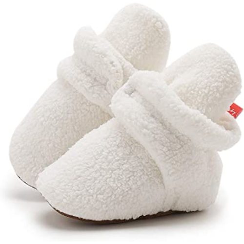Infant Baby Boys Girls Cozy Fleece Booties Stay on Slippers Non Slip Soft Gripper Sock Shoes Toddler First Walker Newborn Crib Birthday Shower Gift