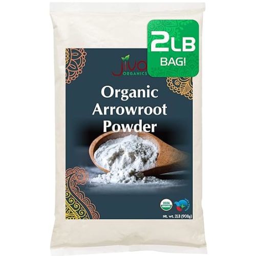 Jiva Organics Organic Arrowroot Flour (Powder) 2 Pound Bag - Raw, Non-GMO