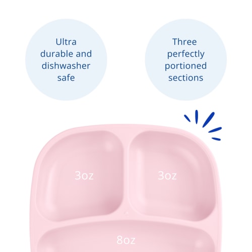 Plastic Divided Dinner Plates- Ice Pink