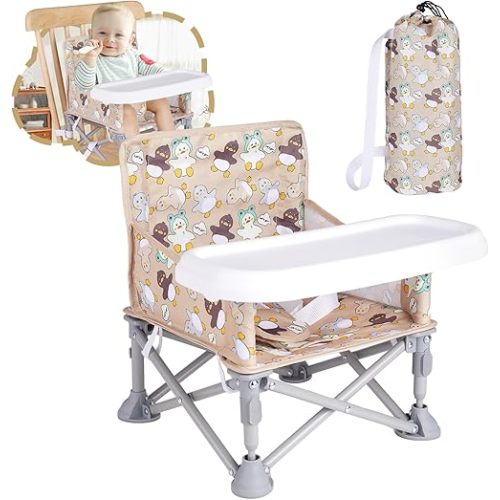 Portable Booster Seat,Toddler Baby Seat with Tray for Dining Table Compact Floor Chair for Camping Lawn Beach Babies Travel 6-36 Months