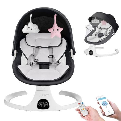 Baby Swing for Infants to Toddler Electric Newborn Swing with 5-Speed 3-Seat Positions 5-Point Carabiner,with Bluetooth Music 10-Preset Melodies, Indoor and Outdoor use