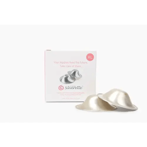 SILVERETTE XL The Original Silver Nursing Cups, Silverettes Metal Nipple Covers for Breastfeeding, Nursing Shield, 925 Silver Nipple Cover Guards, Soothe and Protect Sore Nipples -Made in Italy