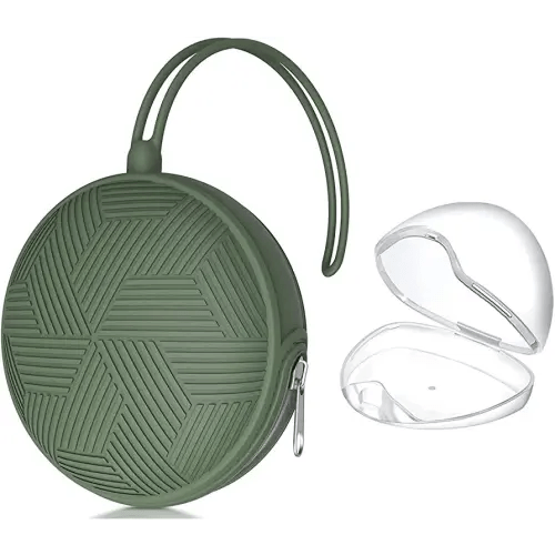 Smlpuame Pacifier Holder Case,BPA Free Portable Pacifier Storage Container,Silicone Baby Pacifier Cover Pouch for Diaper Bag Stroller,Travel Outdoor Activities,Easy to Clean(Army Green)