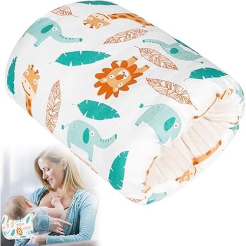 Baby Feeding Arm Pillow,Soft Cotton Bottle Nursing Arm Pillows for Newborn,Breastfeeding Pillows for More Support for Mom and Baby,Portable and Washable,Ergonomic Nursing Essentials(White Animals)
