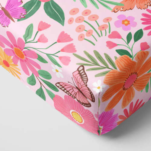 Butterfly Blooms Fitted Crib Sheet