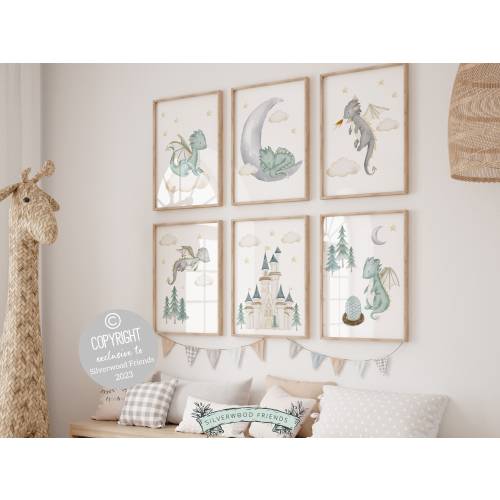 ORIGINAL Baby Dragon Nursery Print Gift For Baby Boys Dragon Nursery Decor, Nursery Wall Art, Dragon Baby Shower Gift Digital Download Print