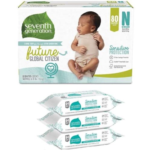 Seventh Generation Baby Diapers Chlorine Free Diaper Newborn Diapers Sensitive Protection Newborn 80 Count