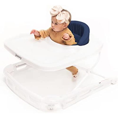 Joovy Spoon Baby Walker & Activity Center Featuring Three Adjustable Heights, Extra-Large Tray, and 30 lb Weight Capacity - JPMA Safety Certified, Blueberry