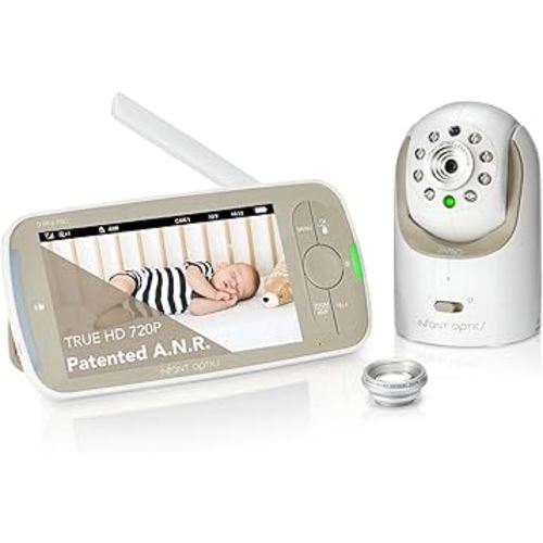Infant Optics DXR-8 PRO Video Baby Monitor, 720P HD Resolution 5" Display, Patented A.N.R. (Active Noise Reduction), No WiFi, Pan Tilt Zoom, and Interchangeable Lenses