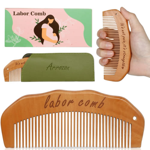 Arrozon Birth Comb for Women Labor, Wooden Labor Comb Natural Labor and Delivery Essentials, Birthing Comb Labor Gifts for Pregnant Women, Wood Comb Pregnancy Must Haves (Designed for Moms)