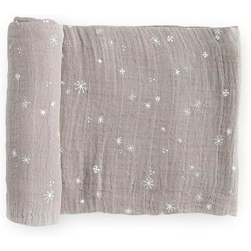 Little Unicorn Snow Flurries Cotton Muslin Swaddle Blanket | Single | 100% Cotton | Super Soft | Newborns and Infants | Large 47" x 47" | Machine Washable