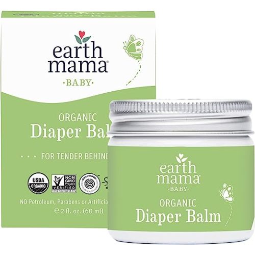 Earth Mama Organic Diaper Balm Multipurpose Baby Ointment | EWG Verified, Petroleum & Fragrance Free with Calendula for Sensitive Skin, 2-Fluid Ounce - 2.03 Fl Oz (Pack of 1)