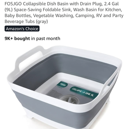 FOSJGO Collapsible Dish Basin with Drain Plug