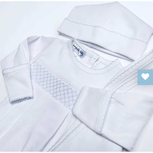 Essentials Smocked Gown with Blue Trim – Magnolia Baby