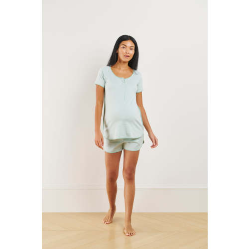 LAKE | Women | Pima Cotton Pajamas | Winterberry Jasmine Vine Maternity Shorts Set