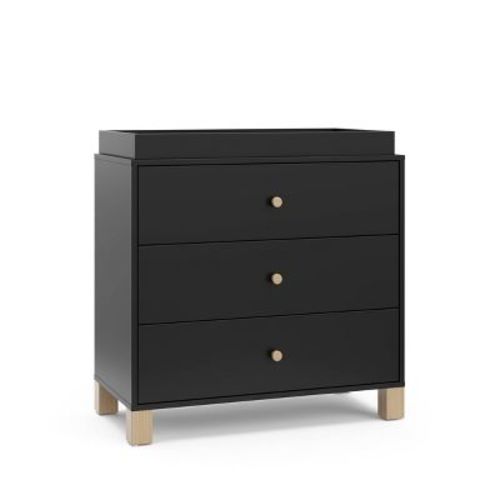 Storkcraft California 3 Drawer Dresser with Removable Changing Topper - Black
