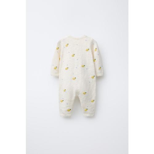 EMBROIDERED LEMON KNIT JUMPSUIT - Ecru | ZARA United States