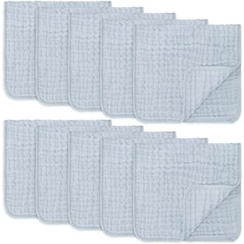 Comfy Cubs Muslin Burp Cloths Large 100% Cotton Hand Washcloths for Babies, Baby Essentials 6 Layers Extra Absorbent and Soft Boys & Girls Baby Rags for Newborn Registry (Slate 10-Pack, 20" X10")