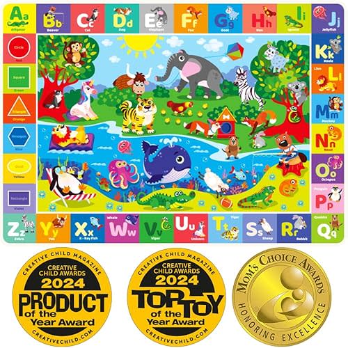 QUOKKA Baby Play Mat for Floor - Super Soft Plush Surface ABC Playmat for Toddlers & Infants - Extra Thick (0.8cm) Large Padded Non-Slip Nursery Rug for Crawling & Playing - Foldable Gift Mat