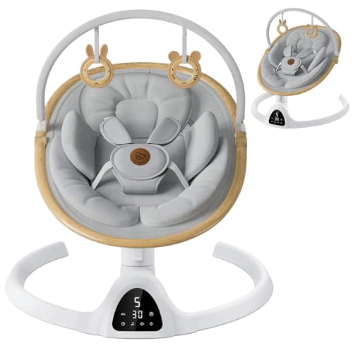 Baby Swings for Infants, Fasonbaby Bluetooth Infant Swing with Music Speaker with 3 Seat Positions, 5 Speeds and Remote Control - Portable Baby Swing for Indoor and Outdoor (White)