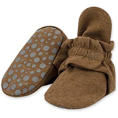 Zutano Cotton Baby Booties - Heather Mocha