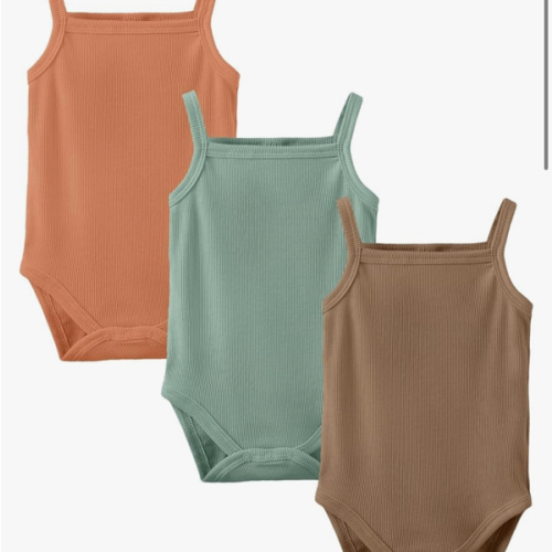 OPAWO Onsies for Baby Girls' Bodysuits 3 Pack Neutral Baby Clothes Spaghetti Strap & Long Sleeve Fall Baby Undershirt 0-2T