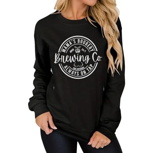 AEARGIV Women Causal Maternity Nursing Sweatshirt Comfort Friendly Zip Breastfeeding Pullover Tops Mama's Boobery Sweater