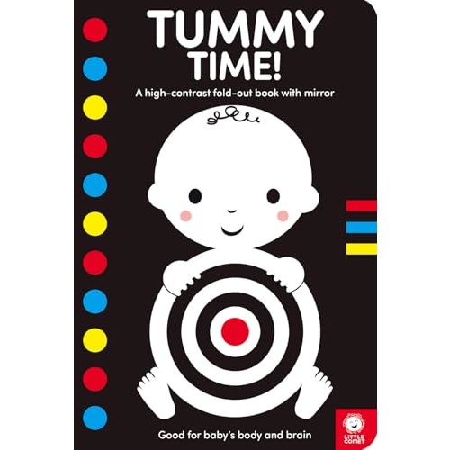 Tummy Time!: A high-contrast fold-out book with mirror for babies