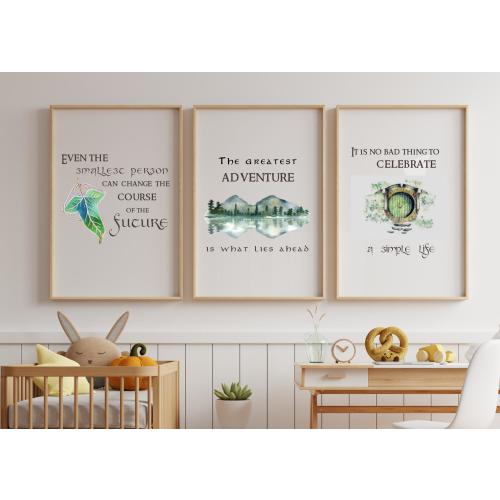 JRR Tolkien quote collection 3 prints downloadable printable nursery decor Lord of the Rings Leaf Mountains Hobbit hole