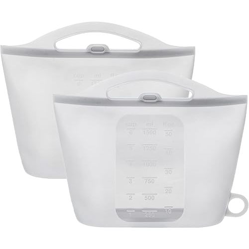 2 Pack Silicone Microwave Steam Sterilizer Bags, 1.5L Reusable Steam Bags for Home and Travel, Silicone Fresh Keeping Bag for Baby Bottles, Accessories, Gray