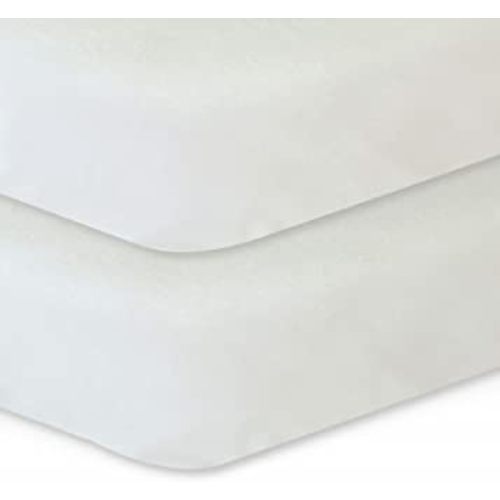Organic Cotton Pack N Play Sheets, 2 Pack Portable Playard/Mini Crib Mattress Sheets, Ultra Soft, Cream White, Pre-Shrink