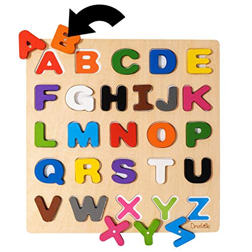 Magnetic Wooden Educational ABC Puzzle - Learn Alphabet & Color Recognition Toy – Toddler Preschool Game – Kids Montessori Education…