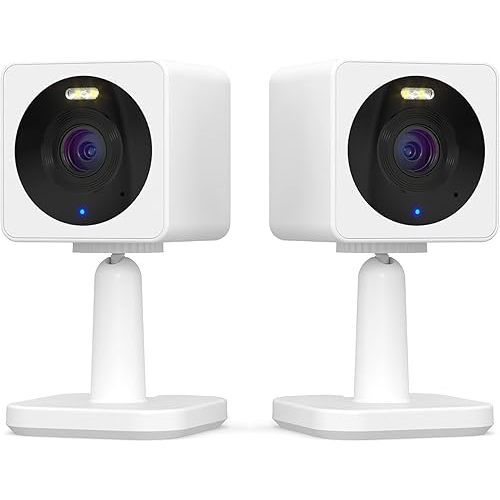 WYZE Cam OG Indoor/Outdoor 1080p WI-Fi Smart Home Security Camera with Color Night Vision, Built-in Spotlight, Motion Detection, 2-Way Audio, Compatible with Alexa & Google Assistant, White (2-Pack)