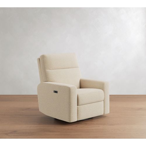 Parker Square Arm Upholstered Power Swivel Glider Recliner, Polyester Wrapped Cushions, Performance Boucle Oatmeal