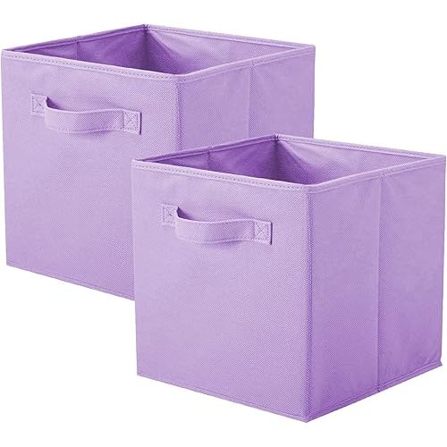 ShellKingdom Storage Bins, Foldable Fabric Storage Cubes And Cloth Organizer Drawer For Closet And Toys, 2 Pack (Lavender)