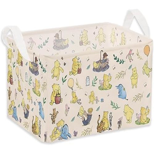 Winnie baby Stuff，Winnie Storage Nursery Basket, Large squarecanvas Laundry Hamper With A Waterproof PECoating, Foldable, Bathroom and Bedroom SetClothes ,Toys Bin, Baby Nursery HamperDecor
