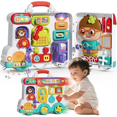 Busy Board Montessori Toys Gifts for 1 2 Year Old Boys, Early Educational Montessori Toys for Toddler 1-3, Birthday Gifts Toy for 1 2 Year Old Boys, Ideas 1 2 Year Old Boys Birthday Gift Toy