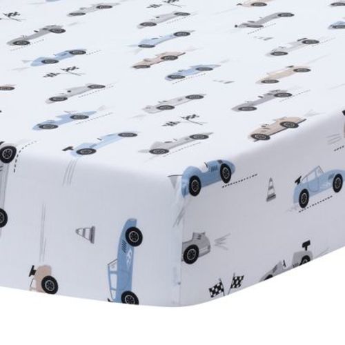 Lambs & Ivy Little Racer Cotton Cars/transportation Fitted Crib/toddler Sheet