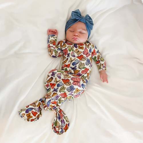 Knotted Infant Gown - Butterflies