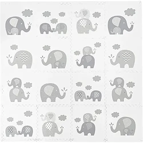 Tadpoles Elephant Print Play Mat Set, Grey, 16 Piece,