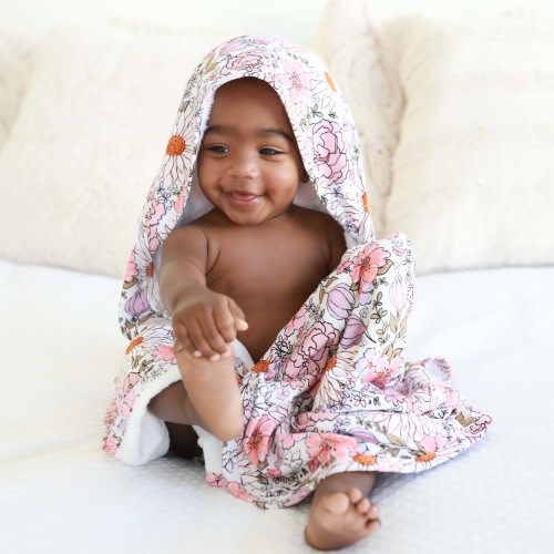 Bamboo Hooded Towel | Purple Floral